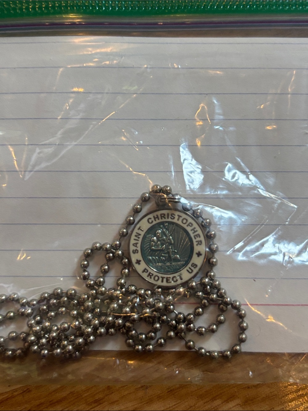 Saint Christopher Medal Pendant Necklace in Silver Tone